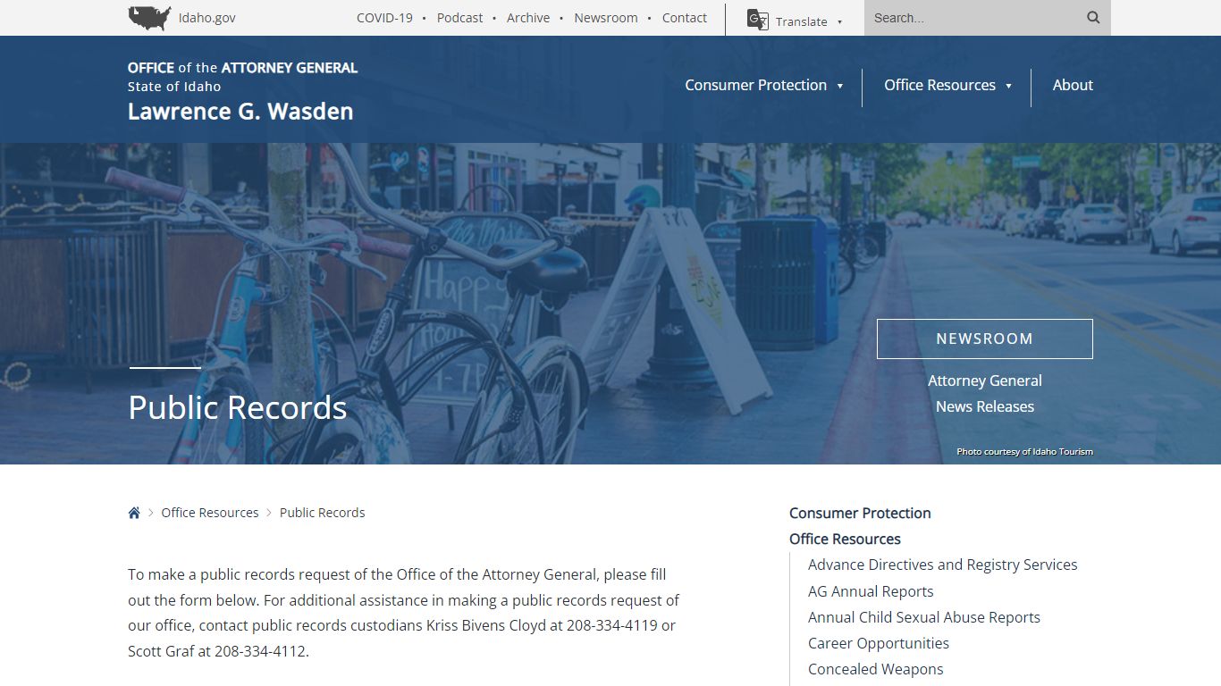 Public Records - Idaho Office of Attorney General