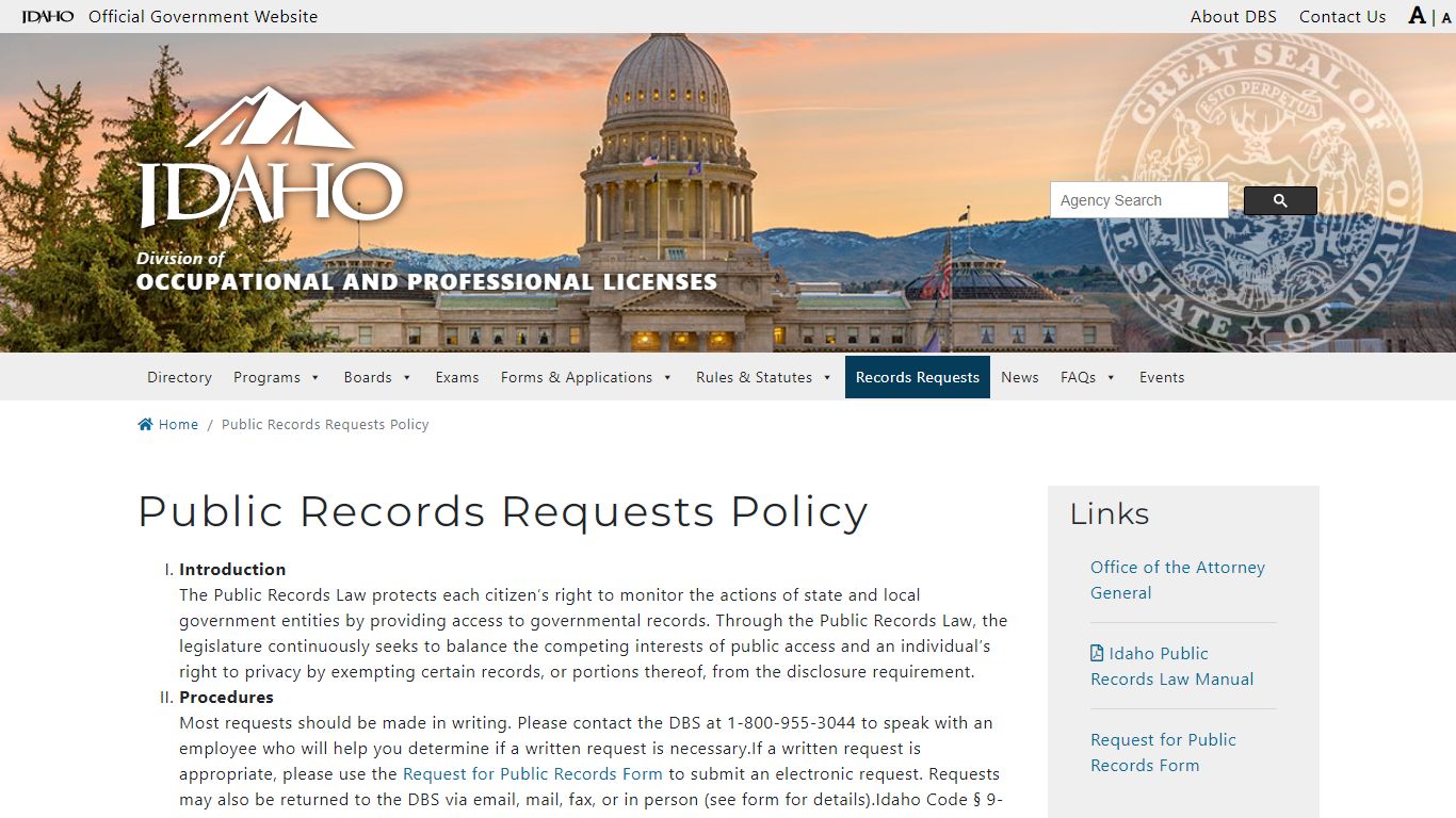 Public Records Requests Policy | Building Safety